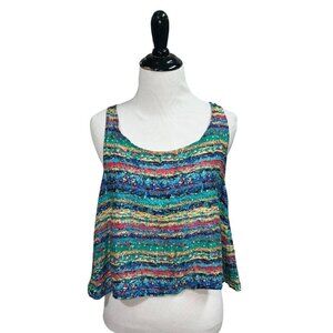 Pippa Lynn Women's S Small Cropped Tank Top Batik Loose Fit Multicolor